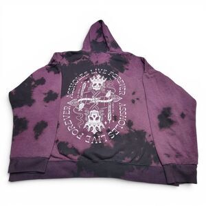 A**holes Live Forever Skull Crown Tie Dye Hoodie Mens XXL Purple Streetwear ALF